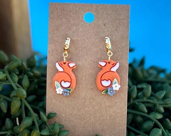 Handgemachte Floral Fuchs Ohrringe / Fimo Ohrringe / Herbst Geschenke