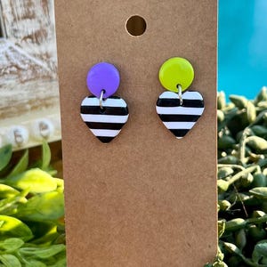 Beetlejuice Inspired Handmade Polymer Clay Earrings
