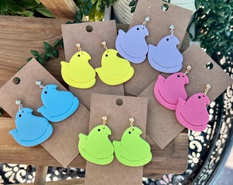 Handmade Easter Chick Earrings: Polymer Clay Candy Jewelry / Marshmellow Candy Earrings