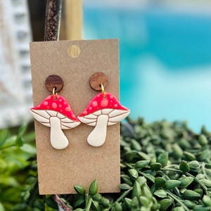Nature Mushroom / Toad Stool Polymer Clay Earrings