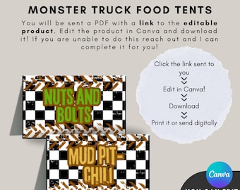 TRUCK Monster Food Tents Names, Template, Digital Download