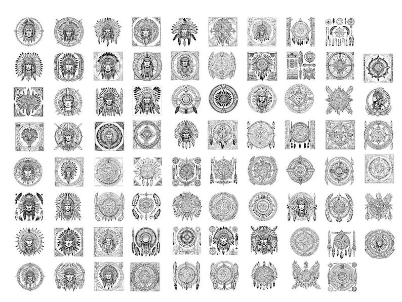 70 Native American Symbols SVG Bundle, Tribal Clipart, Indigenous ...