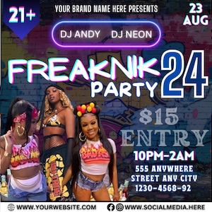 Freaknik Party Flyer, Pool Party Flyer, Pool Mansion Party, Sommer Party Flyer, Beach Party Flyer, Splash Alt, Canva Bearbeitbare Vorlage