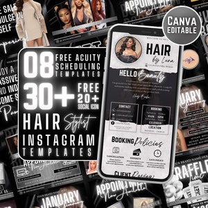 Hairstylist Templates | Hairdresser Instagram Post | Hair Salon Social Media Posts | Hair Stylist Templates | Hair Instagram Canva Posts IG