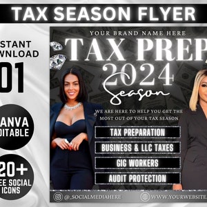 Tax Prep Bundle, Tax Prep Flyer, Tax Prep Instagram, Tax Flyer Template, Preparation Flyers, Tax Prep Template, Tax Preparation