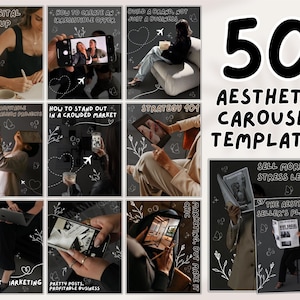 Aesthetic Carousel Templates Instagram for Digital Product Seller PLR | TikTok Carousel Editable Viral Canva Template