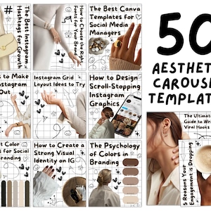 Aesthetic Carousel Templates Instagram for Digital Product Seller PLR | TikTok Carousel Editable Viral Canva Template