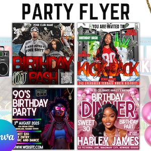 Birthday Flyer, Birthday Party Flyer, Men&#39;s Birthday Flyer, Male Birthday flyer, Birthday Boy, Bday Party Evite, Birthday Event, Invitation