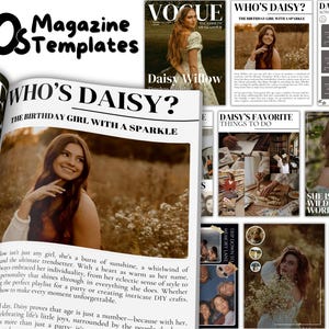 90s Magazine Template, Beauty Magazine Catalog for Lashes, Hair, Nails, MUA, Beautician, Braid, Boutique, Viral Magazine Trend, DIY Canva