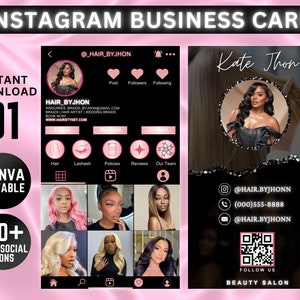 Instagram Visitenkarte, IG Visitenkarte, DIY Canva Visitenkarte Template Design, QR Code Visitenkarte, Instagram Visitenkarte