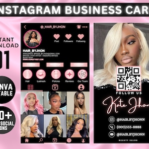 Instagram Visitenkarte, IG Visitenkarte, DIY Canva Visitenkarte Template Design, QR Code Visitenkarte, Instagram Visitenkarte