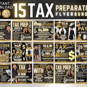 15 Tax Prep Bundle, Tax Prep Flyer, Tax Prep Instagram, Tax Flyer Template, Preparation Flyers, Tax Prep Template, Tax Preparation