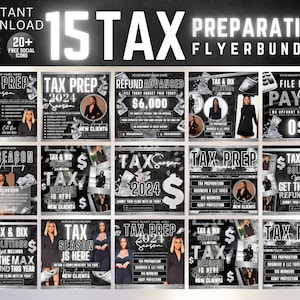 15 Tax Prep Bundle, Tax Prep Flyer, Tax Prep Instagram, Tax Flyer Template, Preparation Flyers, Tax Prep Template, Tax Preparation