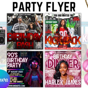 Birthday Flyer, Birthday Party Flyer, Men&#39;s Birthday Flyer, Male Birthday flyer, Birthday Boy, Bday Party Evite, Birthday Event, Invitation