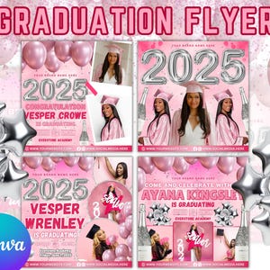 Graduate Flyer, Graduation Party Flyer, Graduation Invitation, College Decision, Class of 2025 Flyer, Senior Grad Announce, Canva Editable