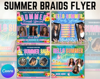 Summer Braid Sale Flyer, Summer Sale Braid Prices Flyer, Braids Sale Flyer Flash Sale Flyer Braids Special Flyer, Premade Social Media Flyer