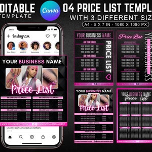Price List Template, Price List Flyer, Price List, Hair Price List, Braiding, Flyer Template, Nail Flyer, Braid Flyer, Makeup Flyer, Flyer