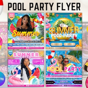Summer Party Flyer, DIY Flyer Template Design, Pool Party Invite Flyer, Summer Break Party Flyer, Summer Event Flyer, Canva Editable