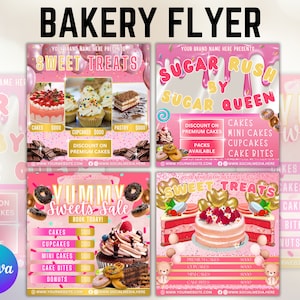 Bäckerei Flyer, DIY Flyer Vorlagendesign, Leckerei Flyer, Flyer für Süßigkeiten, Flyer für den Backverkauf, Dessert-Flyer, Business-Flyer für vorgefertigte Kuchen