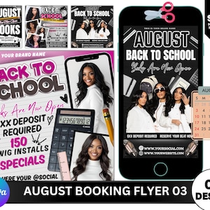 Back To School Booking Flyer, Back to school sale flyer, Back to school hair flyer, DIY canva template, Back 2 School , Braid Special Flyer