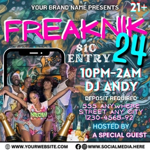 Freaknik Party Flyer, Pool Party Flyer, Pool Mansion Party, Sommer Party Flyer, Beach Party Flyer, Splash Alt, Canva Bearbeitbare Vorlage