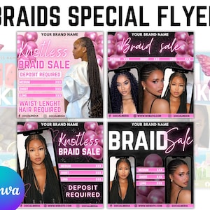 Summer Braid Sale Flyer, Summer Sale Flyer, Braid Prices Flyer, Braids Sale Flyer, Hair Flyer, Lashes Flyer, Braids Special Flyer Template