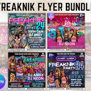 Freaknik Party Flyer, Freaknik Party Invite, Nightclub Flyer, Pool Mansion Party, Summer Party Flyer, Splash Alt, Canva Editable Template