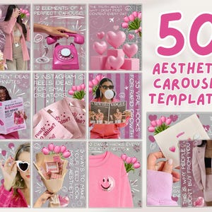 Aesthetic Carousel Templates Instagram for Digital Product Seller PLR | TikTok Carousel Editable Viral Canva Template