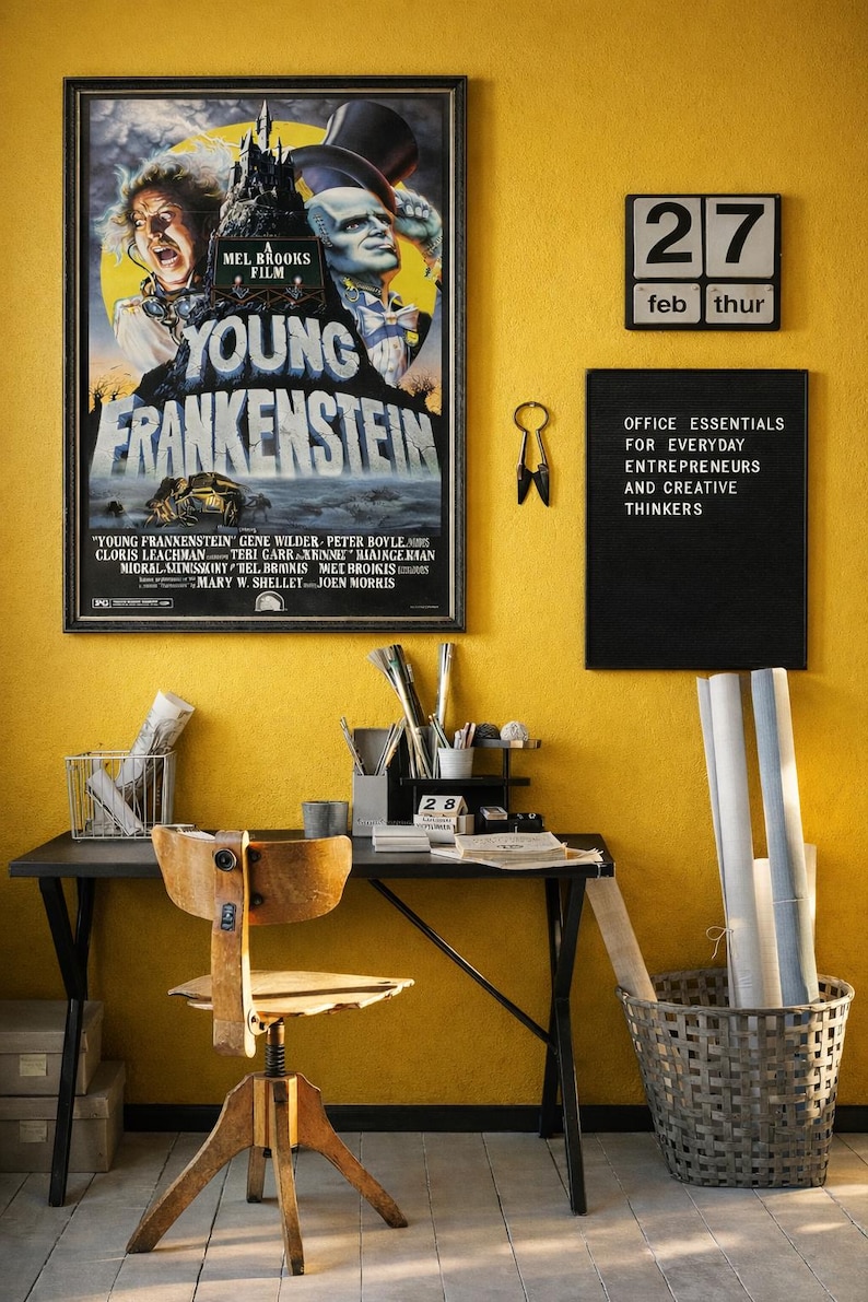 Frankenstein Library Display Young Frankenstein Movie Poster – High Resolution Film Wall Art ...