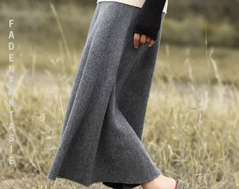 Long wool skirt, knitted pleated skirt women, long wool skirt with pleats, gifts for her, knitted winter skirt, gray wool skirt