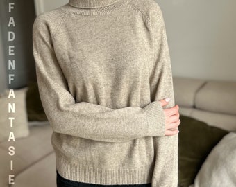 Leichter Rollkragenpullover 100% Merinowolle, kuscheliger Pullover mit Kragen, Strick Pulli, Geschenke für Sie, gestrickter Pullover