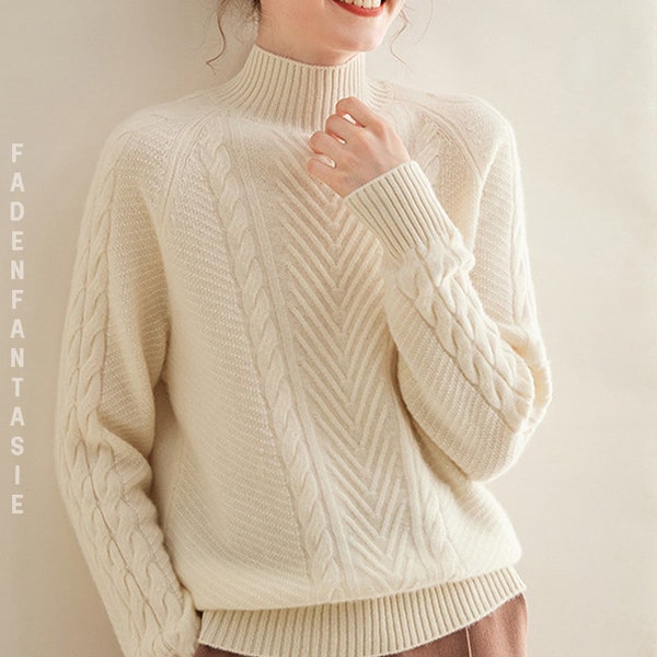 Cashmere turtleneck sweater 3 colors, warm knitted sweater, winter sweater, gifts for her Christmas, cozy sweater turtleneck