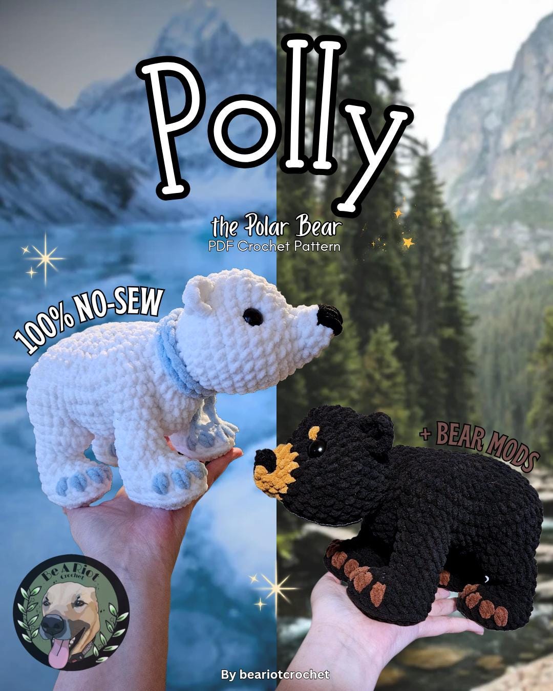 No-Sew Polly the Polar Bear Crochet Pattern With Brown