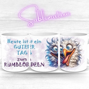 Sublimation file MugWrap with humorous German saying and funny seagull | 11oz, 12oz, 15oz | Glass mug sublimation printing
