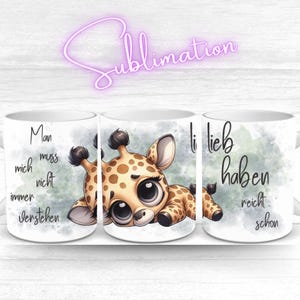 Giraffemotief met de spreuk "Je hoeft me niet altijd te begrijpen, van me houden is genoeg" | Sublimatie mok sjabloon |  Sublimatieprinten |