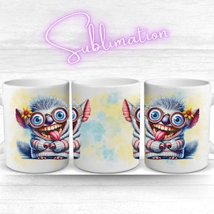 Sublimationsvorlage Koala | Mug Wrap 11oz 12oz 15oz | Lustiger Koala mit Brille & Herz | PNG Cartoon Design | Digitale Tassen Druckdatei