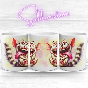 Sublimationsvorlage Äffchen | Mug Wrap 11oz 12oz 15oz | Lustiges Cartoon Design PNG | Tassenmotiv Druckdatei | Humor Becher Design
