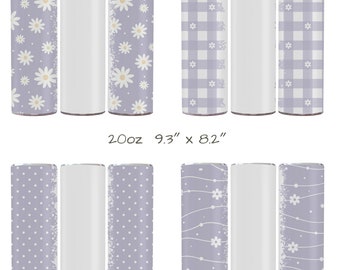 Florale lila pastell Muster Tumbler Vorlage | 20 oz  20oz Skinny Tumbler | Bundle für Sublimation Sublimationsdruck PNG | Straight Tapered