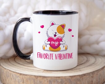 My Favorite Valentine Cat Coffee Mug, Valentine's Gift, Valentine 11 oz Coffee Mug, Valentines Gift, Valentine Gift, Cat Lover Gift, Cat Mug