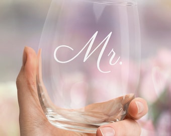 ミスター＆ミセス ワイングラス、彼への贈り物、結婚式の記念品、ミスター＆ミセス ギフト、彼と彼女の、結婚式の記念品、ステムレス ワイングラス、グラス ワイン タンブラー
