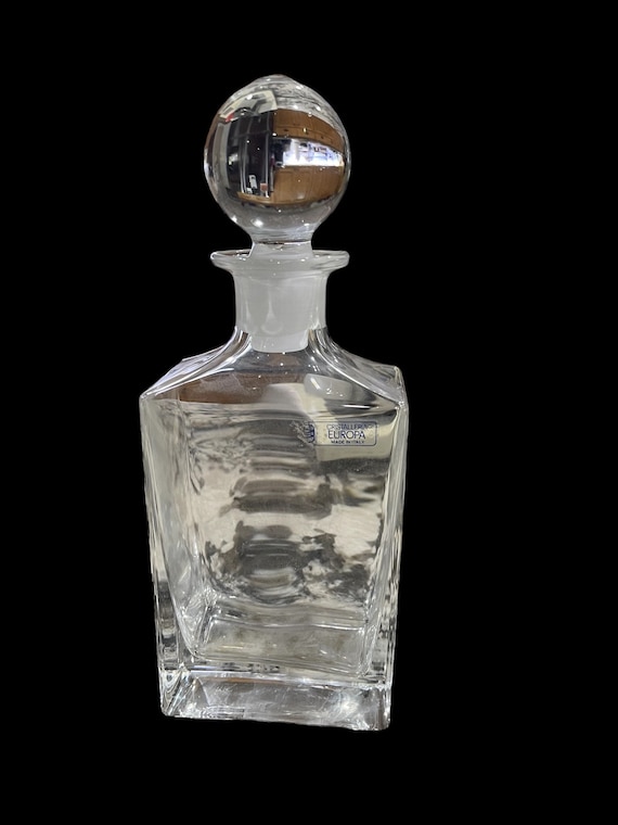 Tiffany Crystal Square Liquor Whiskey Decanter With made in  Italy
