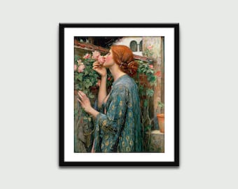 Rosens själ (1908) av John William Waterhouse, vintagemålning, väggkonsttryck, väggdekor, digital nedladdning, utskrivbar konst