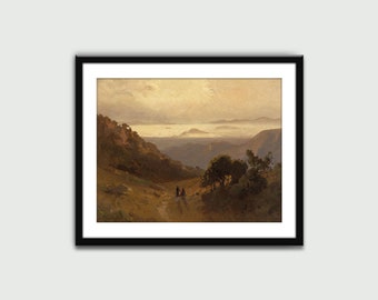 Paisaje otoñal cálido, pintura, impresiones de paisajes, impresión de arte mural, decoración de paredes, decoración del hogar, descarga digital, arte imprimible