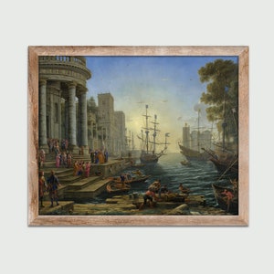 Seaport with the Embarkation of Saint Ursula by Claude Lorrain, Vintage Painting, Classic Art, Wall Decor, Digital Download, Printable Art