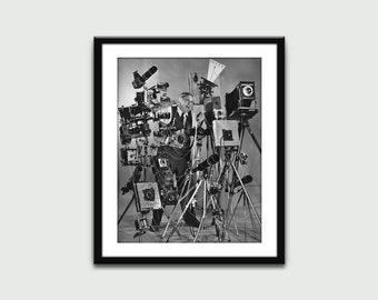 Foto de colección de cámaras de fotógrafo divertido, impresión vintage, impresión de arte de pared, decoración de pared, decoración del hogar, descarga digital, arte imprimible