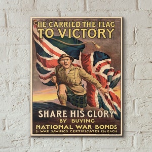 He Carried the Flag to Victory, Vintage Propaganda Poster, Wall Art Print, Wall Decor, Home Decor, Digital Download, Printable Art image 5