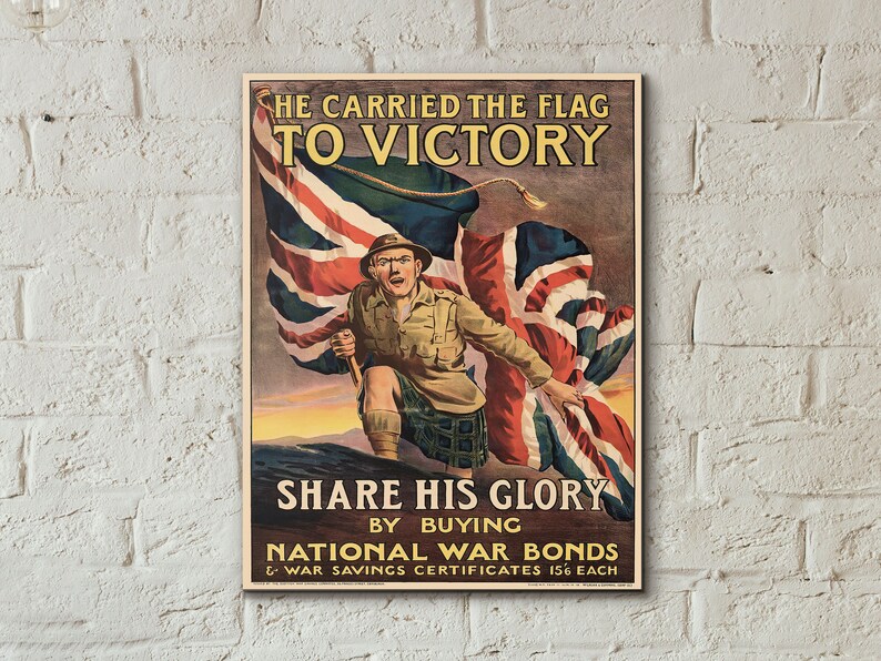 He Carried the Flag to Victory, Vintage Propaganda Poster, Wall Art Print, Wall Decor, Home Decor, Digital Download, Printable Art image 5