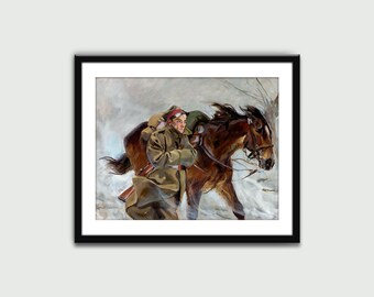 Soldat mit Pferd (1937) von Wojciech Kossak, Vintage Malerei, Klassische Kunst, Wand Kunst Druck, Wanddekoration, digitaler Download, druckbare Kunst