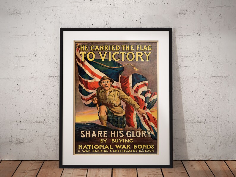 He Carried the Flag to Victory, Vintage Propaganda Poster, Wall Art Print, Wall Decor, Home Decor, Digital Download, Printable Art image 4