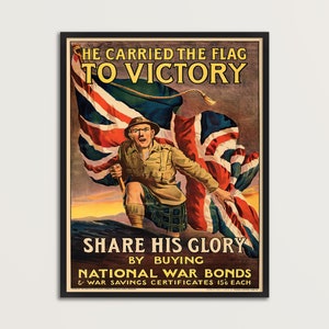 He Carried the Flag to Victory, Vintage Propaganda Poster, Wall Art Print, Wall Decor, Home Decor, Digital Download, Printable Art image 6